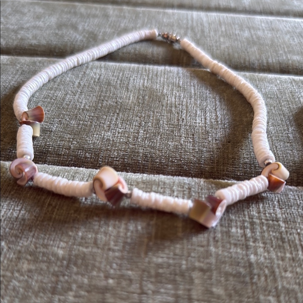 Handmade Pink Shell Bead Choker Necklace